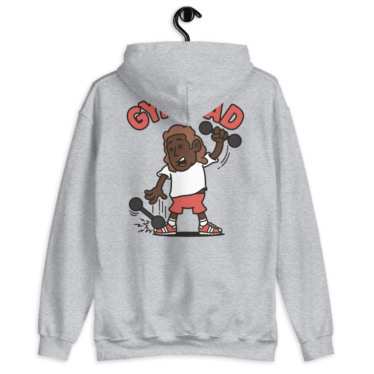 Gym Brown Hair Dark Skin Tone No-Glasses Long Stubble Dad Hoodie