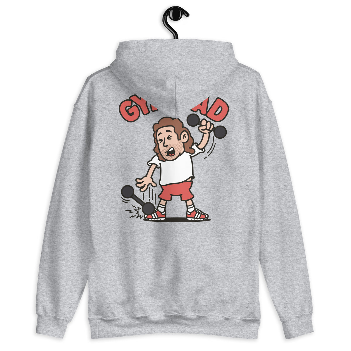 Gym Brown Hair Light Skin Tone No-Glasses Long Stubble Dad Hoodie