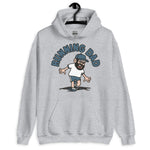 Running Black Hair Light Skin Tone Glasses Beard Dad Hoodie