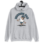 Running Black Hair Light Skin Tone Glasses Moustache Dad Hoodie