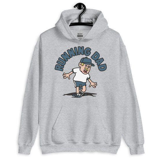 Running Blond Hair Light Skin Tone No-Glasses Moustache Dad Hoodie