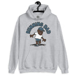 Running Brown Hair Dark Skin Tone Glasses Moustache Dad Hoodie