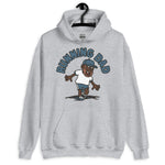 Running Brown Hair Dark Skin Tone No-Glasses Beard Dad Hoodie