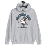 Running Brown Hair Light Skin Tone Glasses Moustache Dad Hoodie