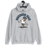 Running Brown Hair Light Skin Tone Glasses Moustache & Chin Beard Dad Hoodie