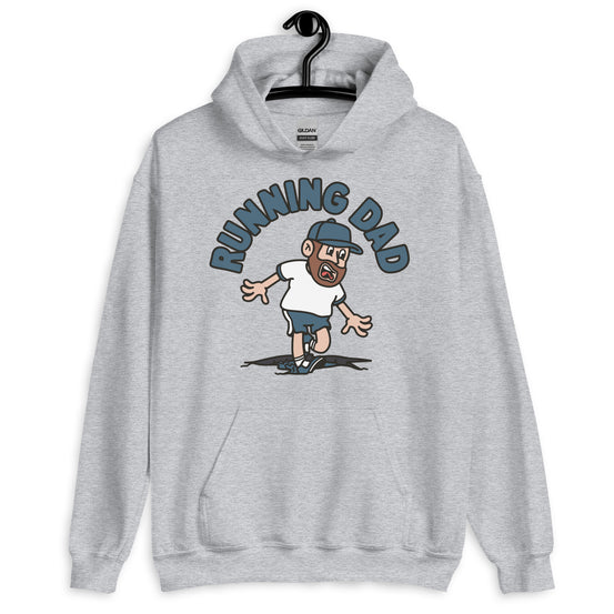 Running Brown Hair Light Skin Tone No-Glasses Beard Dad Hoodie