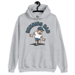 Running Brown Hair Light Skin Tone No-Glasses Stubble Dad Hoodie