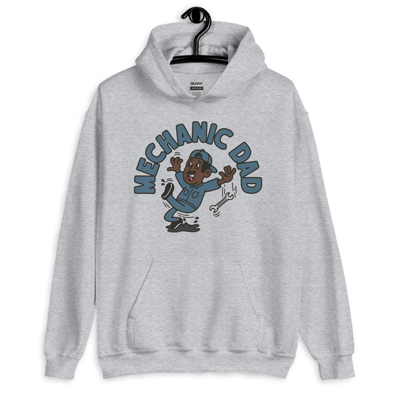 Mechanic Black Hair Dark Skin Tone No-Glasses Moustache Dad Hoodie