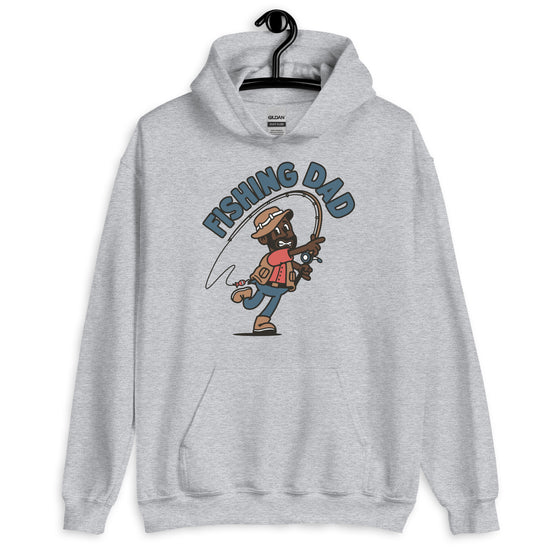 Fishing Black Hair Dark Skin Tone No-Glasses Beard Dad Hoodie