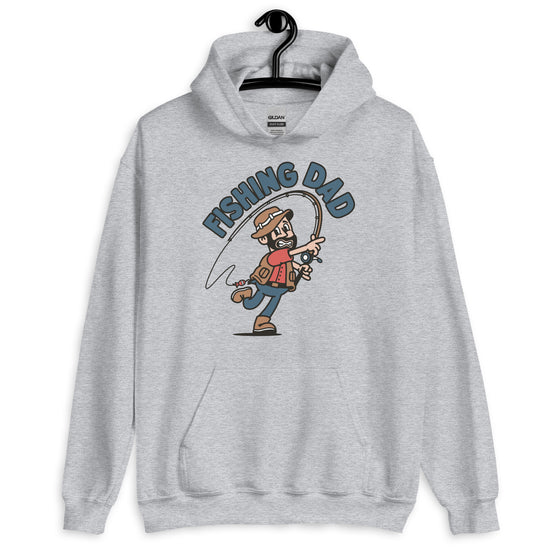 Fishing Black Hair Light Skin Tone No-Glasses Beard Dad Hoodie