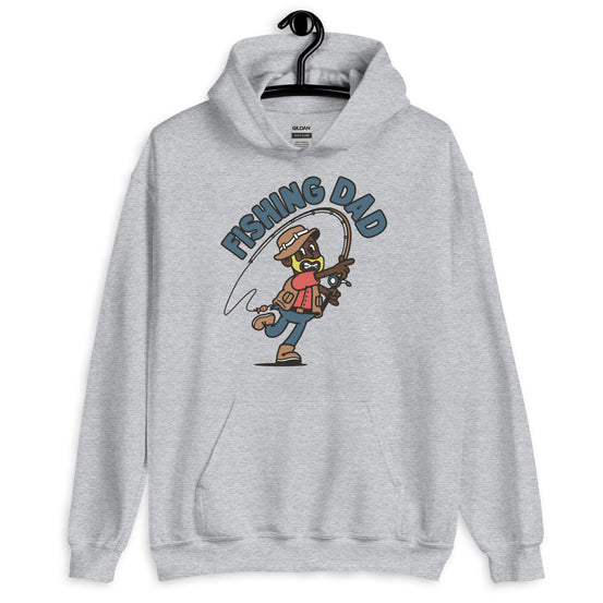 Fishing Blond Hair Dark Skin Tone No-Glasses Beard Dad Hoodie