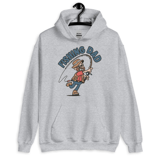 Fishing Brown Hair Light Skin Tone Glasses Beard Dad Hoodie