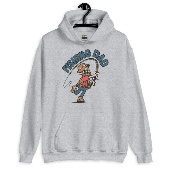 Fishing Brown Hair Light Skin Tone No-Glasses Beard Dad Hoodie