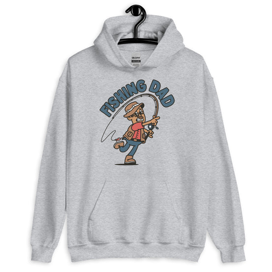 Fishing Brown Hair Tan Skin Tone Glasses Moustache Dad Hoodie