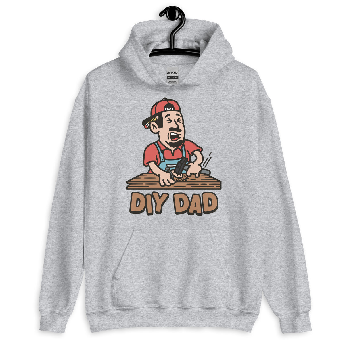 DIY Black Hair Light Skin Tone No-Glasses Moustache & Chin Beard Dad Hoodie