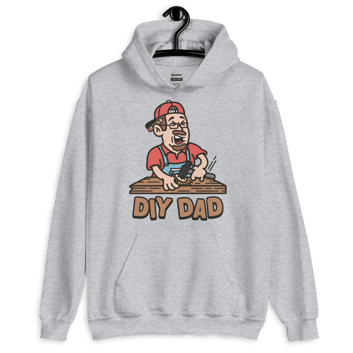 DIY Brown Hair Light Skin Tone Glasses Moustache & Chin Beard Dad Hoodie