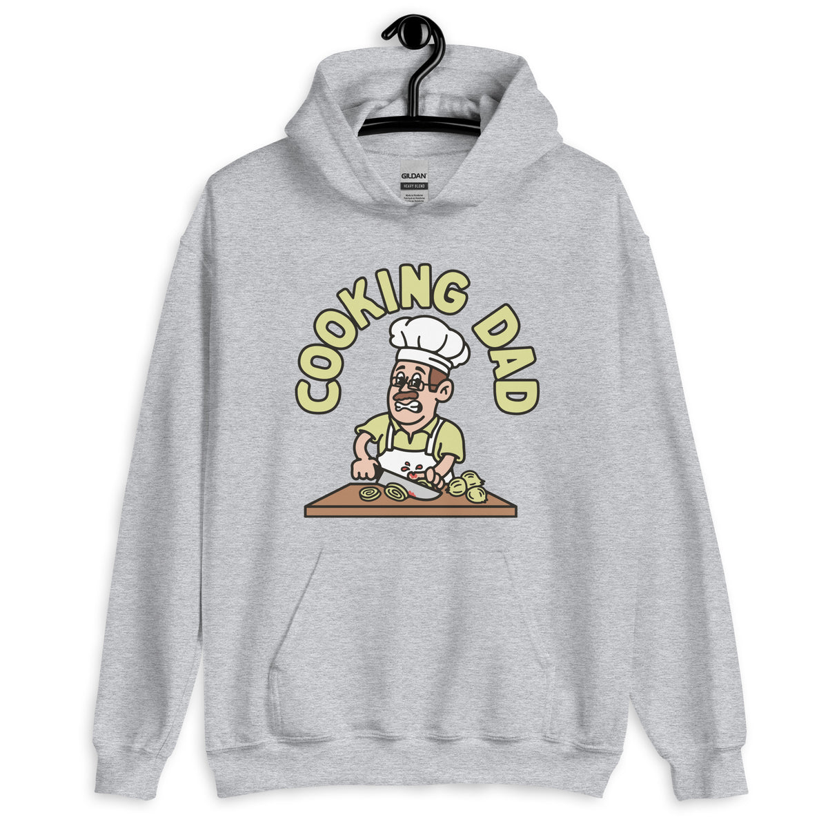 Cooking Brown Hair Light Skin Tone Glasses Moustache Dad Hoodie