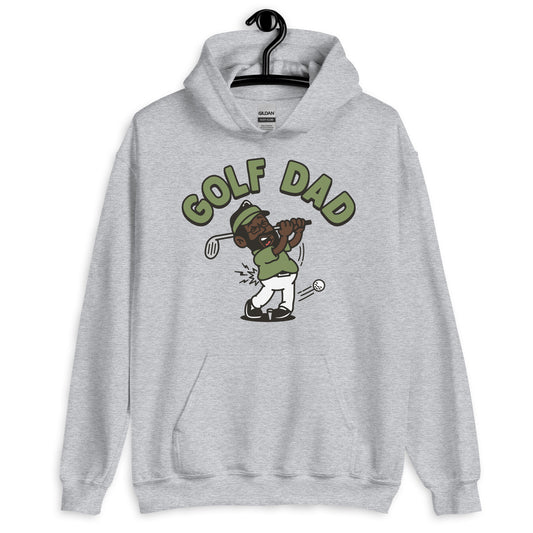 Golf Black Hair Dark Skin Tone Glasses Beard Dad Hoodie