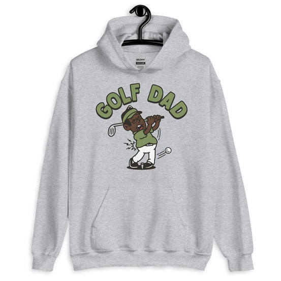 Golf Black Hair Dark Skin Tone Glasses Stubble Dad Hoodie