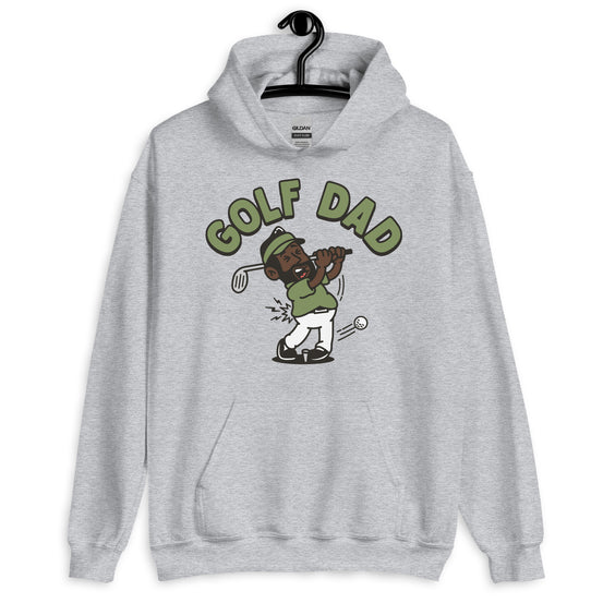 Golf Black Hair Dark Skin Tone No-Glasses Beard Dad Hoodie