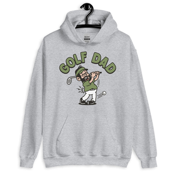 Golf Black Hair Light Skin Tone Glasses Beard Dad Hoodie