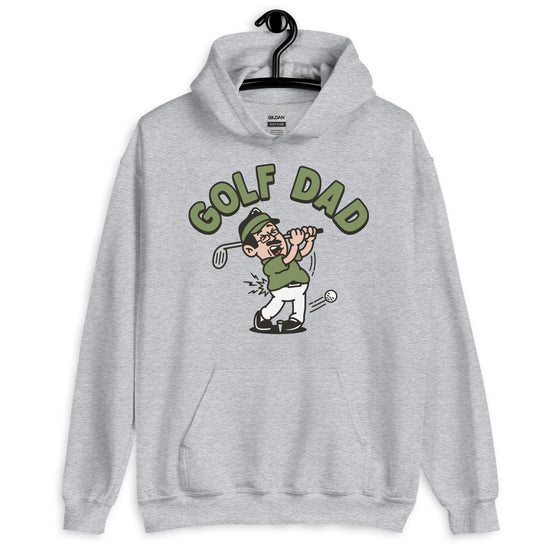 Golf Black Hair Light Skin Tone Glasses Moustache Dad Hoodie
