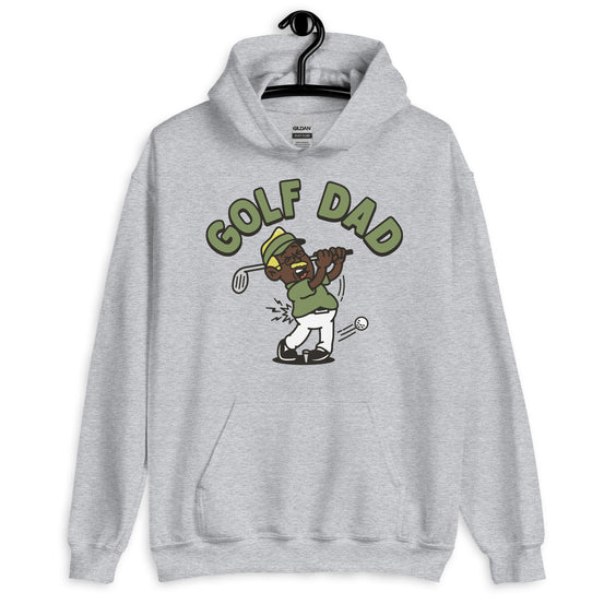 Golf Blond Hair Dark Skin Tone Glasses Moustache Dad Hoodie