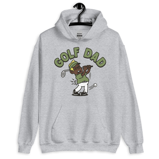 Golf Blond Hair Dark Skin Tone Glasses Stubble Dad Hoodie