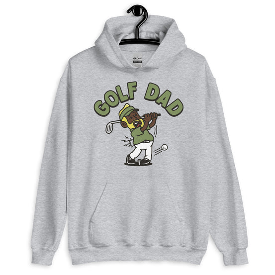 Golf Blond Hair Dark Skin Tone No-Glasses Beard Dad Hoodie