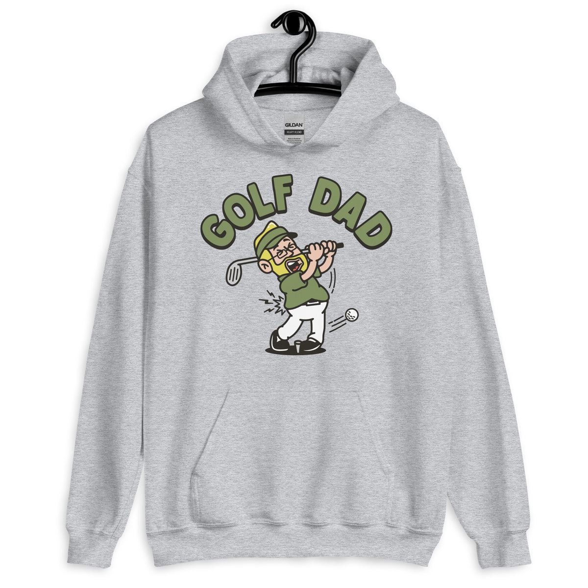 Golf Blond Hair Light Skin Tone Glasses Beard Dad Hoodie