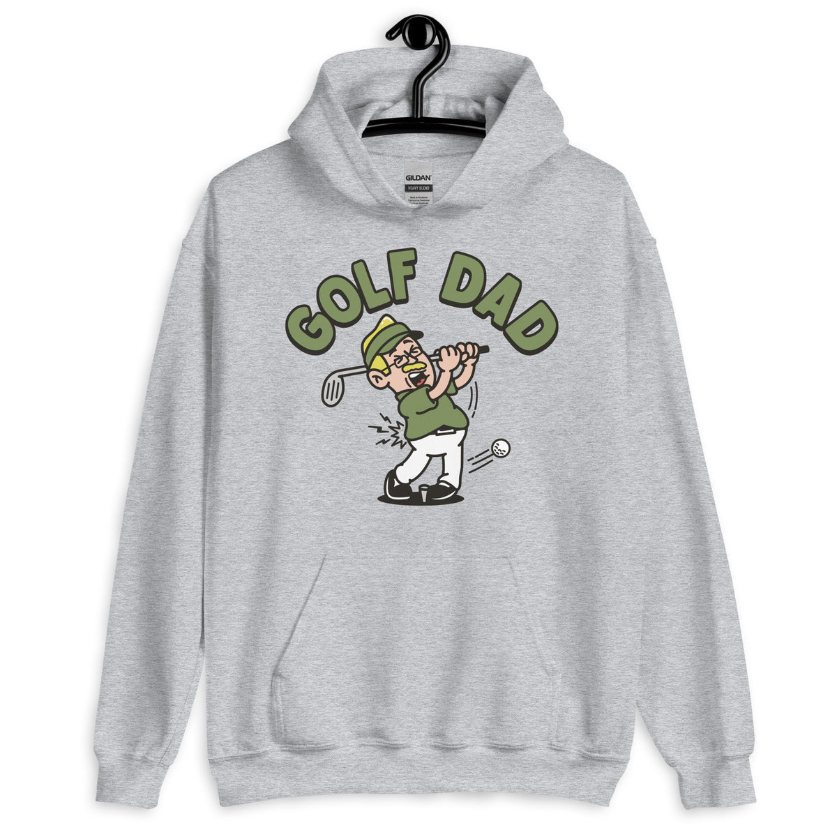 Golf Blond Hair Light Skin Tone Glasses Moustache Dad Hoodie