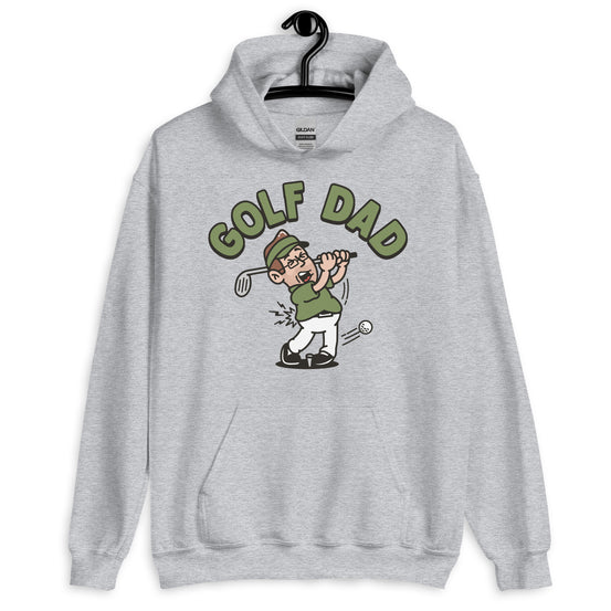 Golf Brown Hair Light Skin Tone Glasses Stubble Dad Hoodie