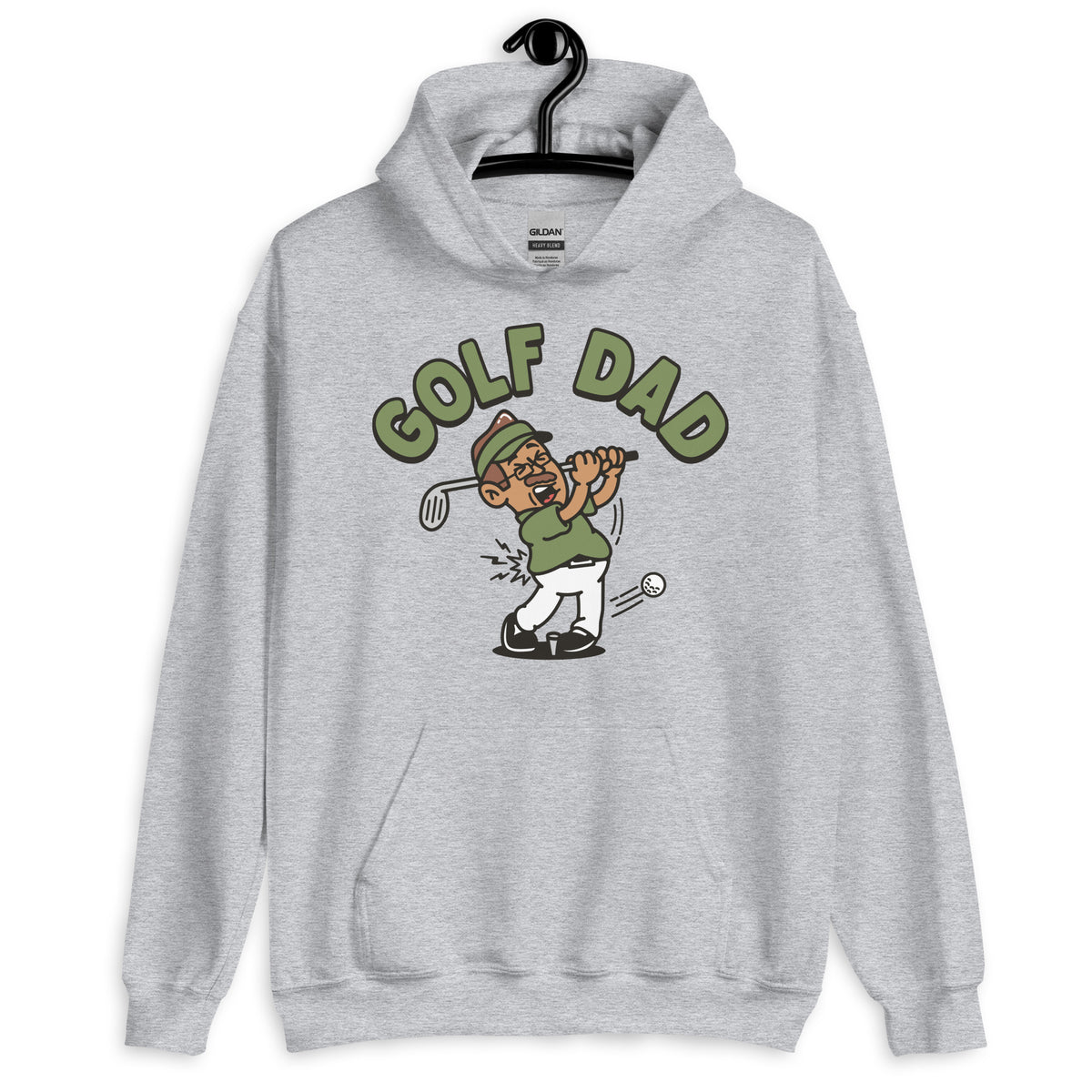 Golf Brown Hair Tan Skin Tone Glasses Moustache Dad Hoodie