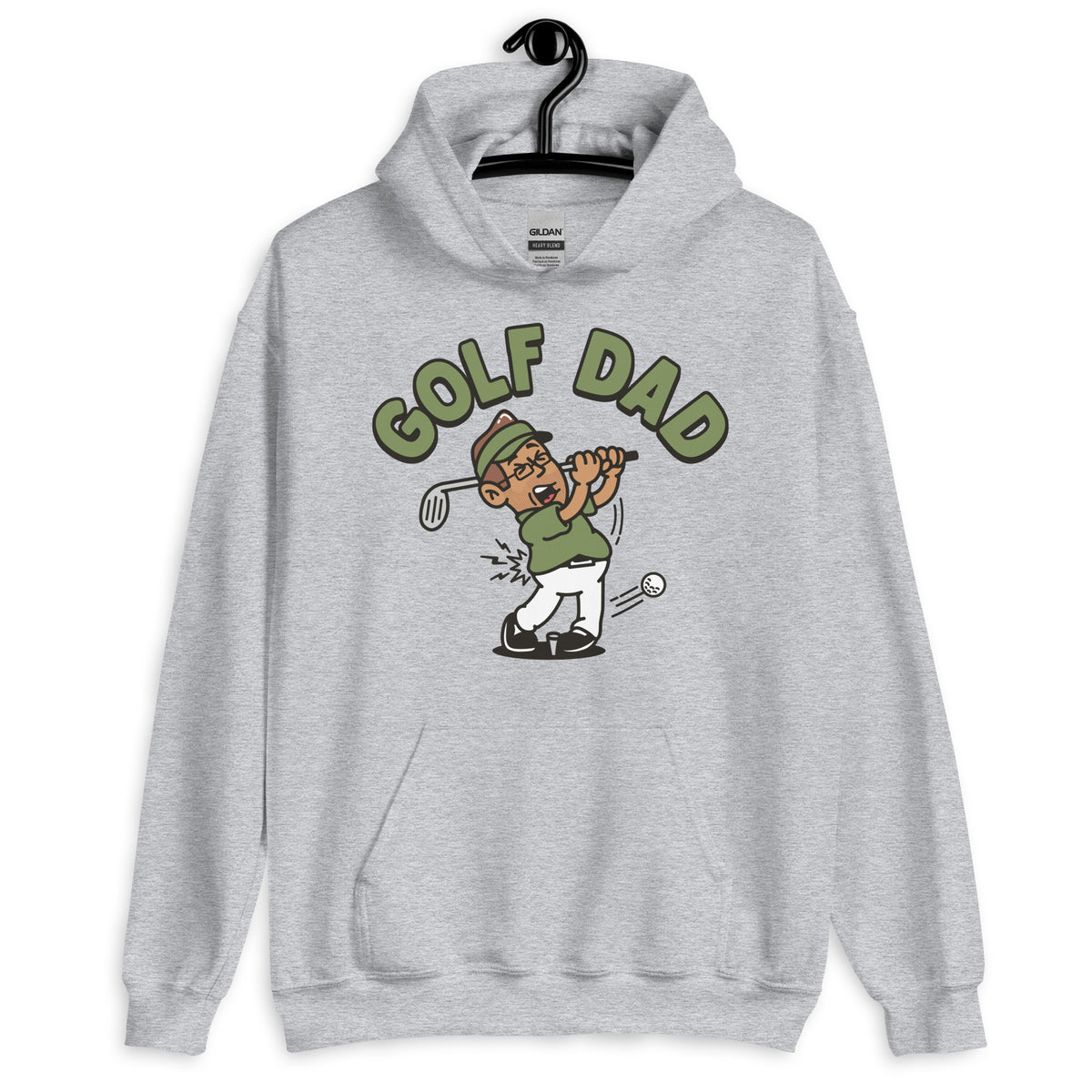 Golf Brown Hair Tan Skin Tone Glasses Stubble Dad Hoodie
