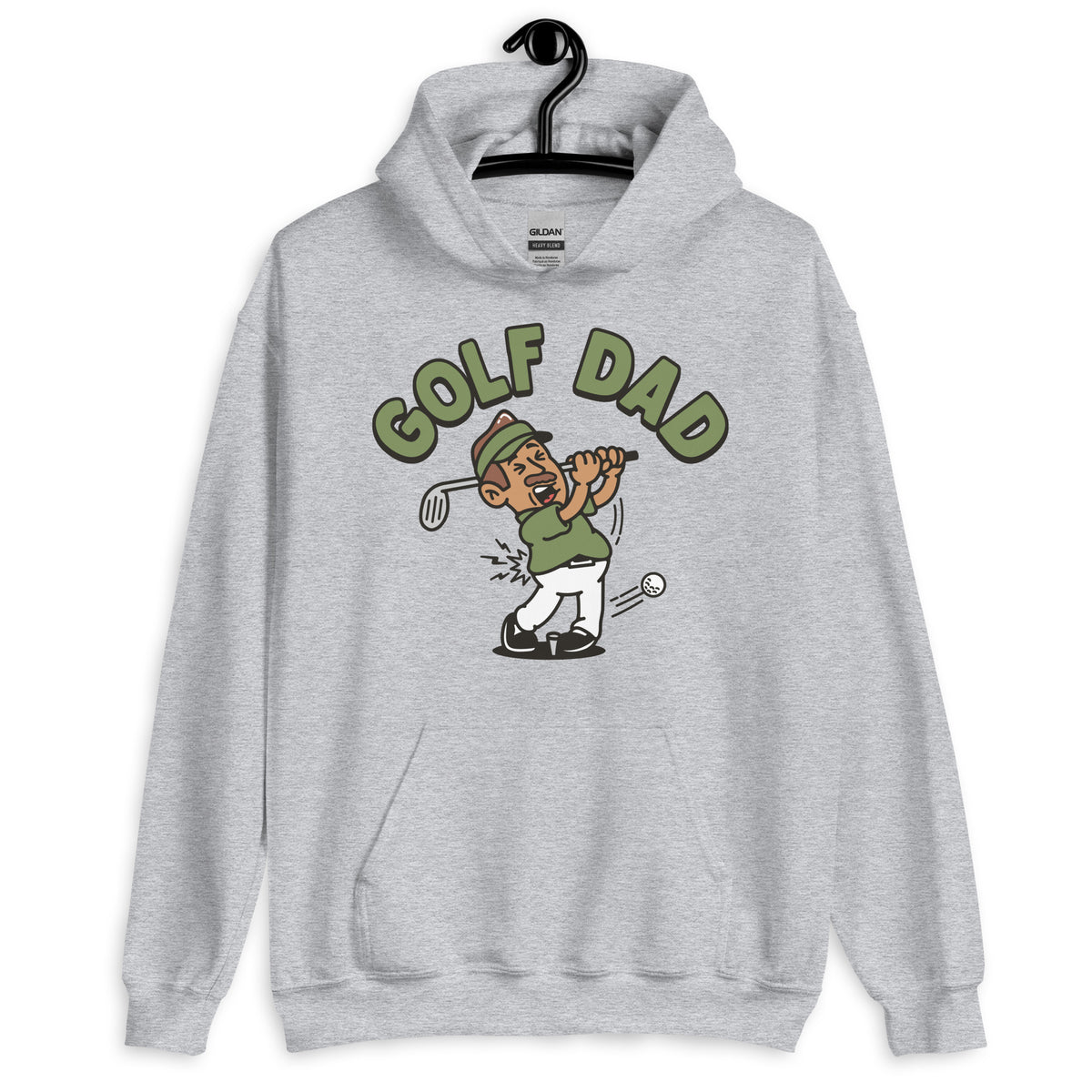 Golf Brown Hair Tan Skin Tone No-Glasses Moustache Dad Hoodie