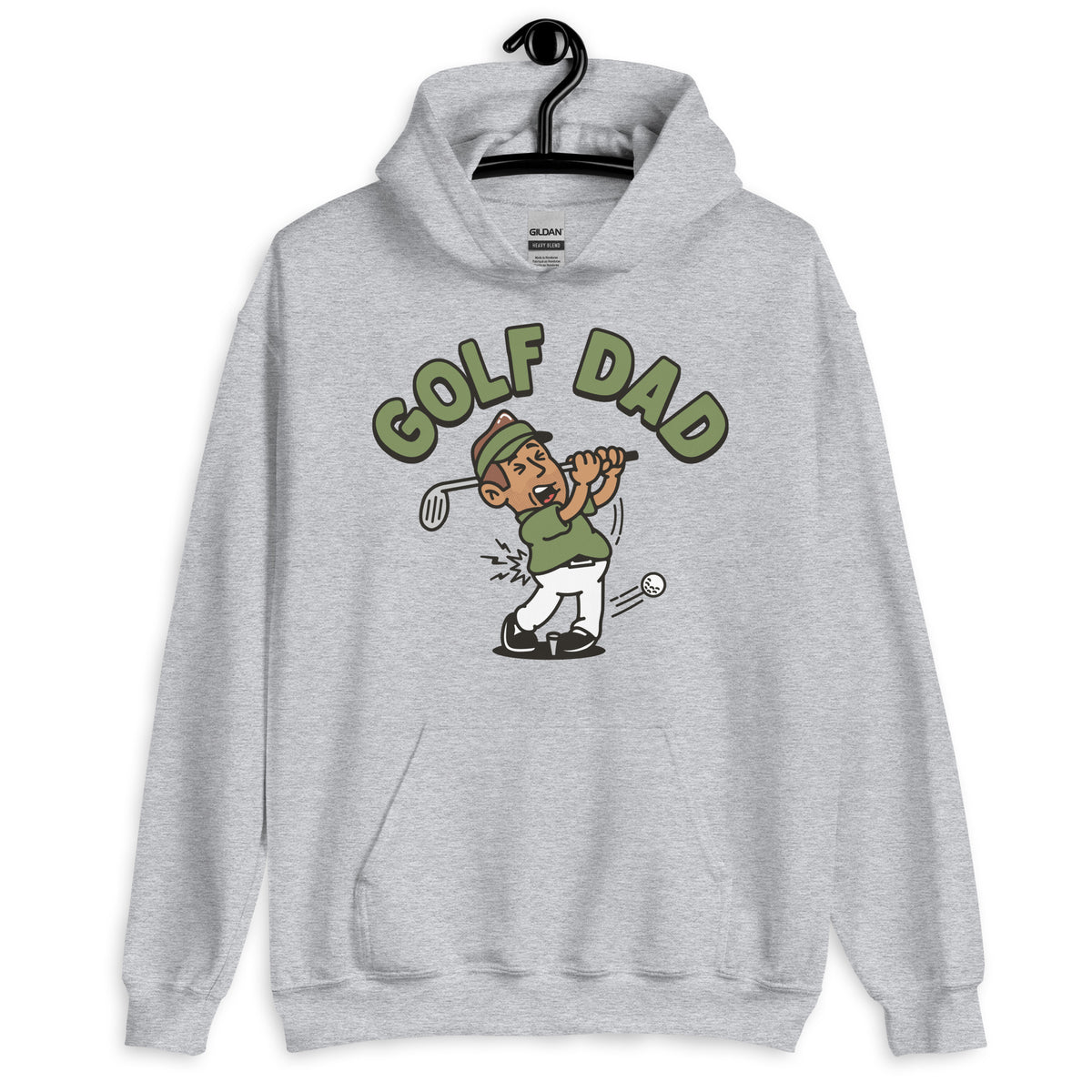 Golf Brown Hair Tan Skin Tone No-Glasses Stubble Dad Hoodie