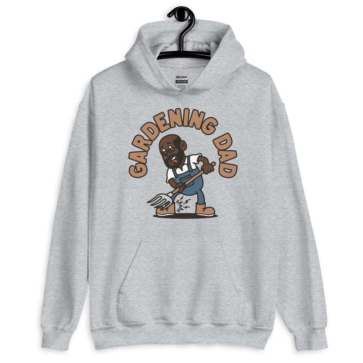 Gardening Black Hair Dark Skin Tone Glasses Bald Beard Dad Hoodie