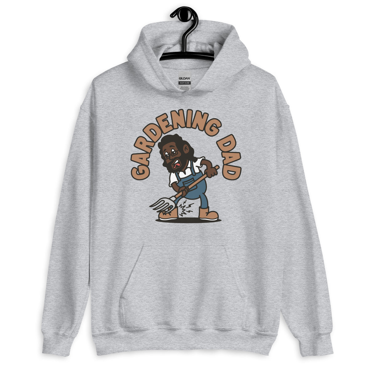 Gardening Black Hair Dark Skin Tone Glasses Long Beard Dad Hoodie