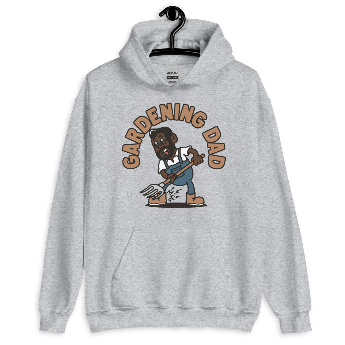 Gardening Black Hair Dark Skin Tone Glasses Medium Beard Dad Hoodie