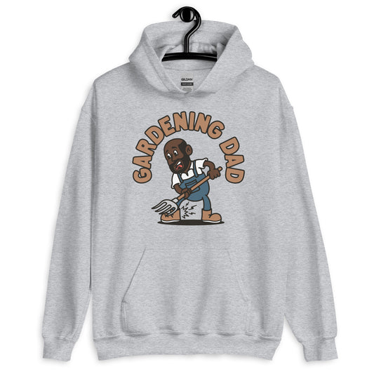 Gardening Black Hair Dark Skin Tone No-Glasses Bald Beard Dad Hoodie
