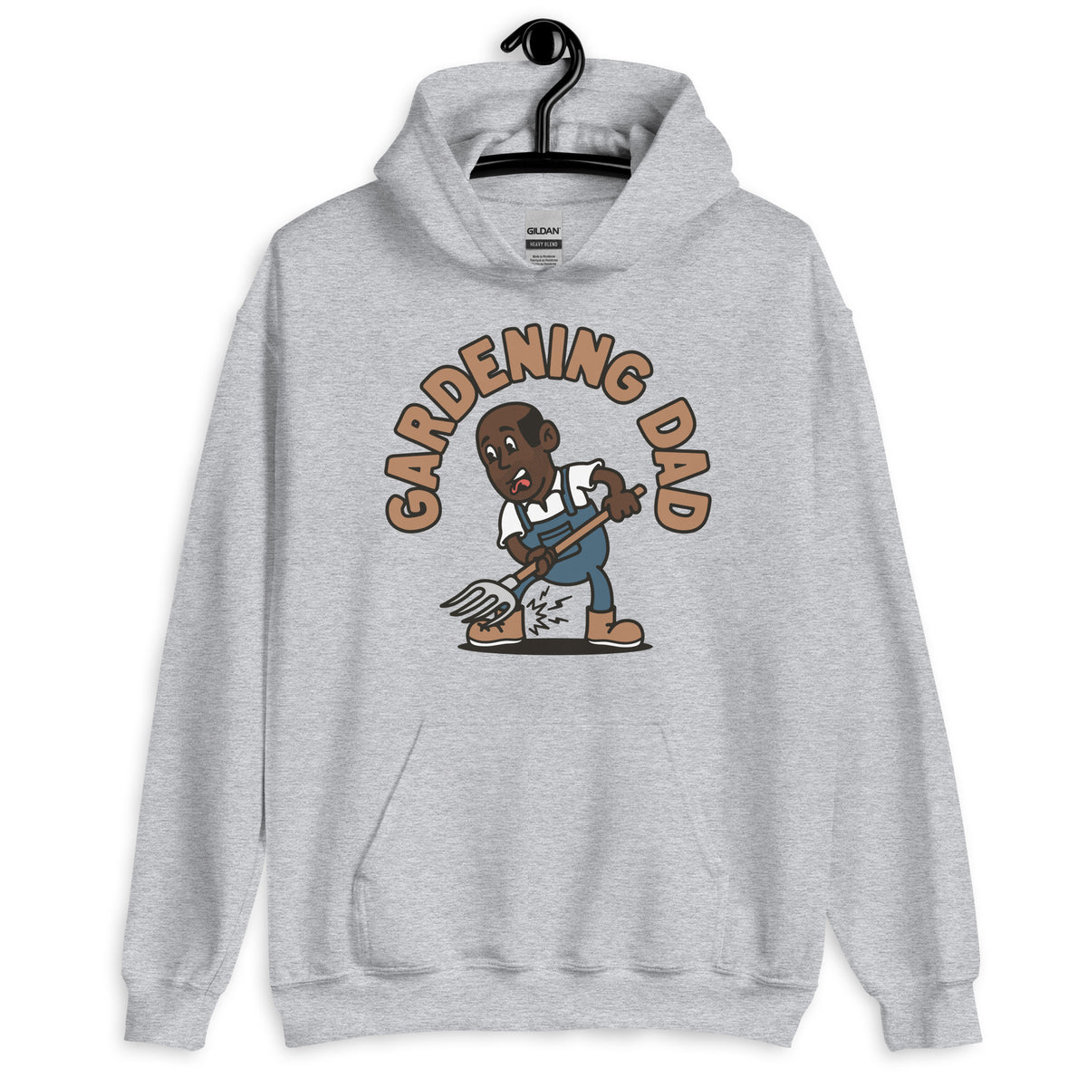 Gardening Black Hair Dark Skin Tone No-Glasses Bald Stubble Dad Hoodie