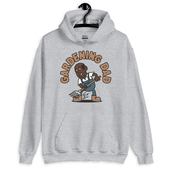 Gardening Black Hair Dark Skin Tone No-Glasses Bald Stubble Dad Hoodie
