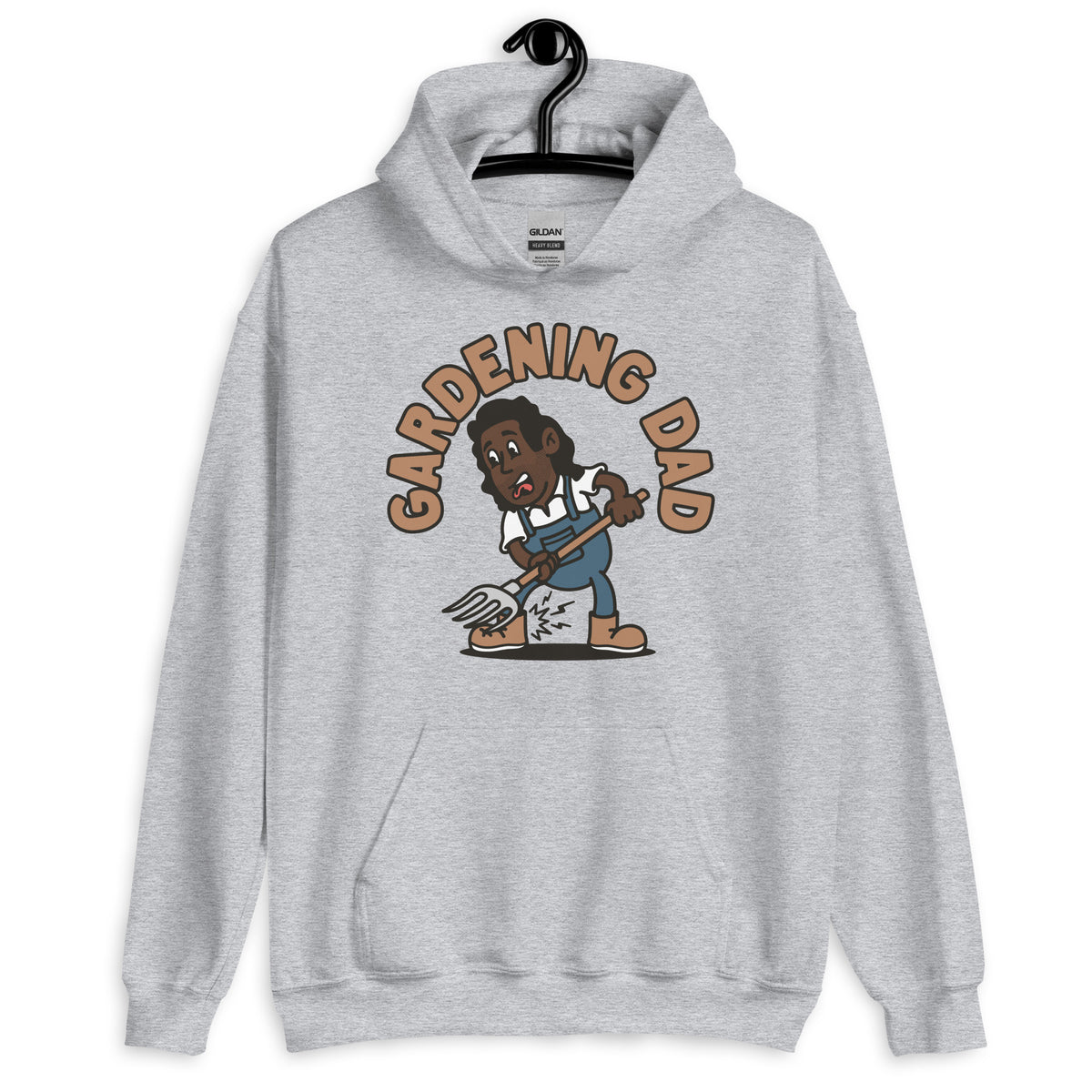 Gardening Black Hair Dark Skin Tone No-Glasses Long Stubble Dad Hoodie