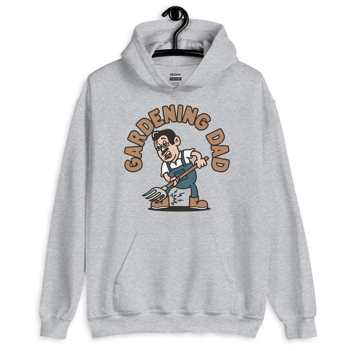 Gardening Black Hair Light Skin Tone Glasses Medium Moustache Dad Hoodie