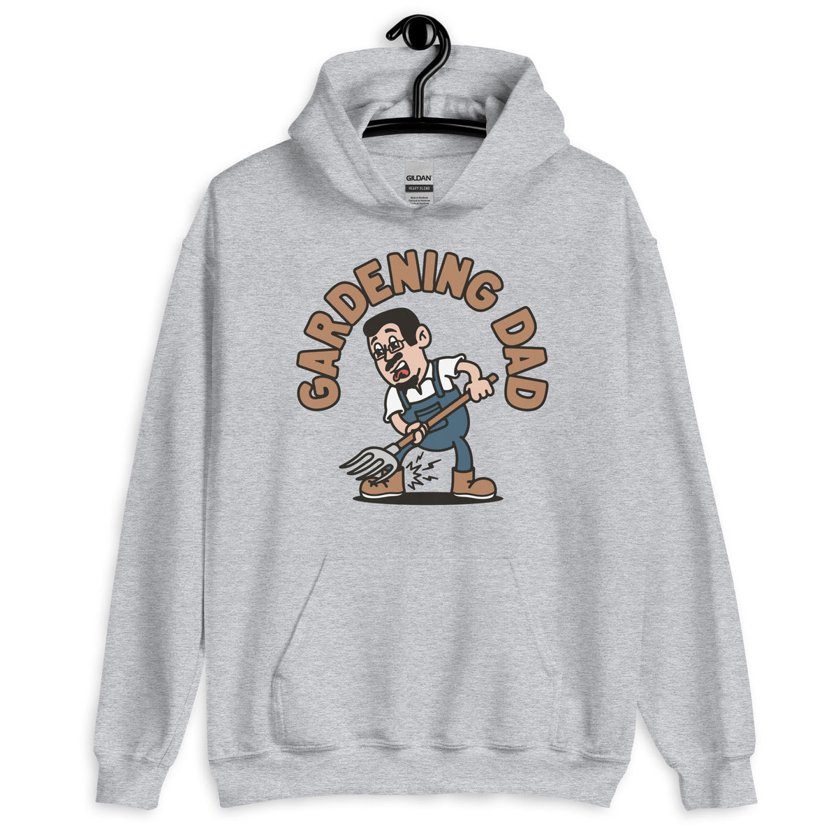 Gardening Black Hair Light Skin Tone Glasses Short Moustache & Chin Beard Dad Hoodie