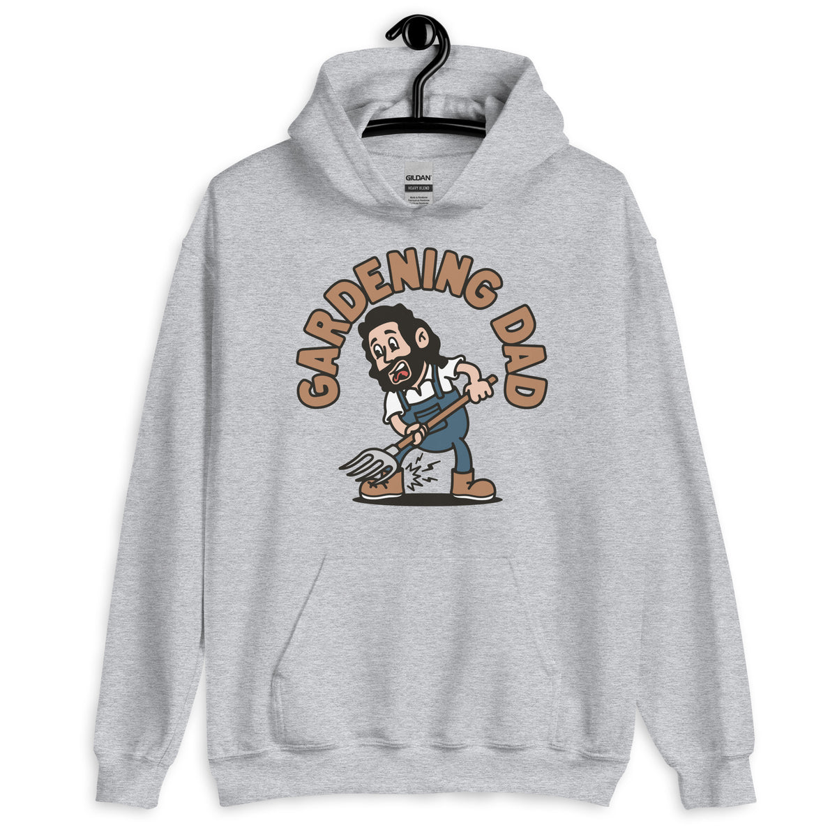 Gardening Black Hair Light Skin Tone No-Glasses Long Beard Dad Hoodie