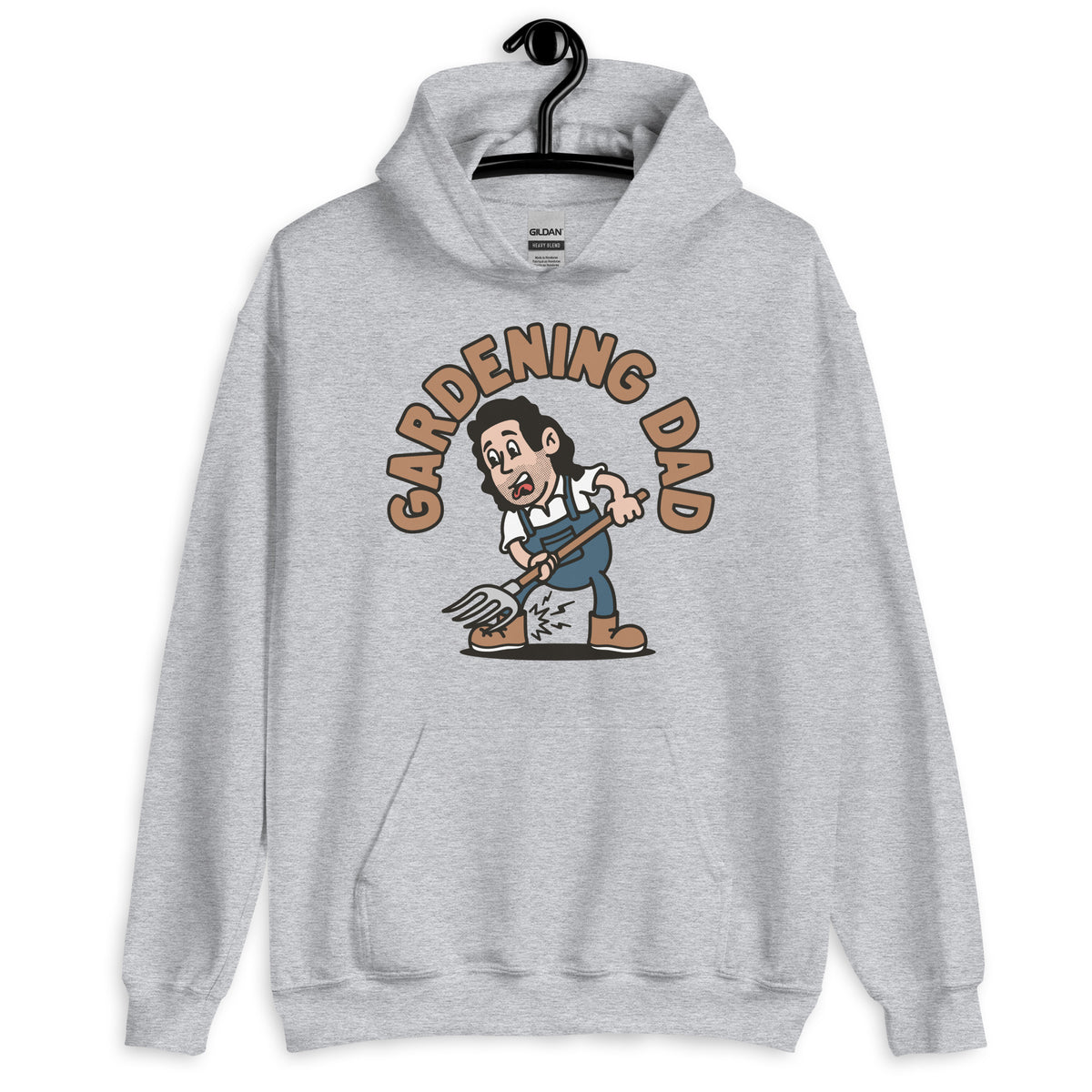 Gardening Black Hair Light Skin Tone No-Glasses Long Stubble Dad Hoodie