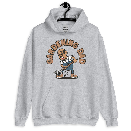 Gardening Black Hair Tan Skin Tone Glasses Bald Moustache & Chin Beard Dad Hoodie