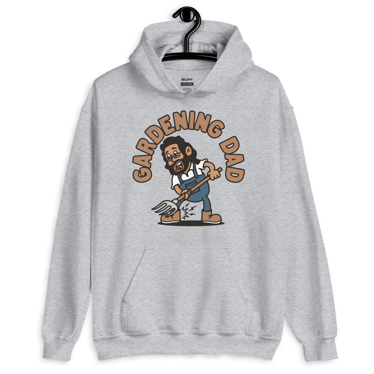 Gardening Black Hair Tan Skin Tone Glasses Long Beard Dad Hoodie