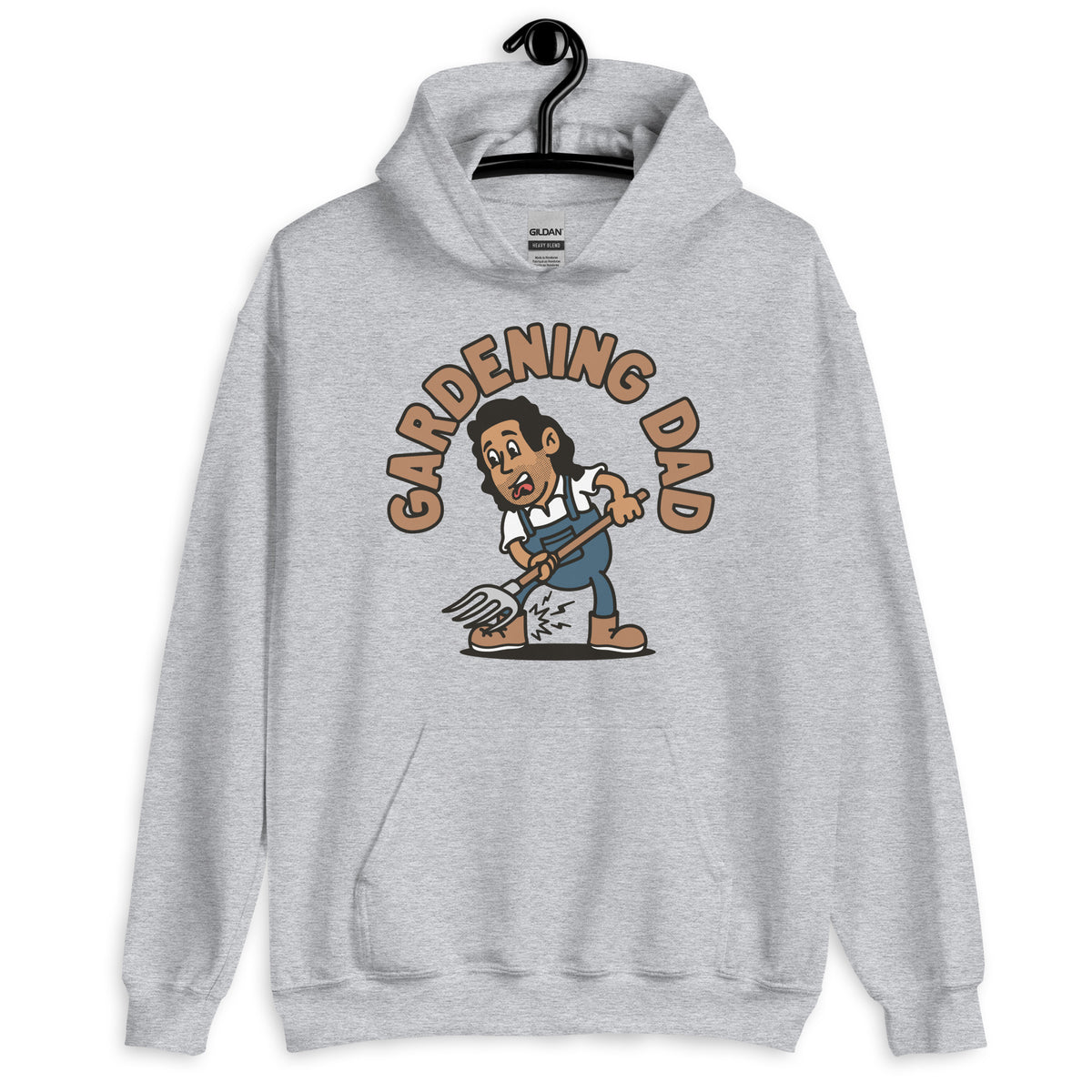 Gardening Black Hair Tan Skin Tone No-Glasses Long Stubble Dad Hoodie